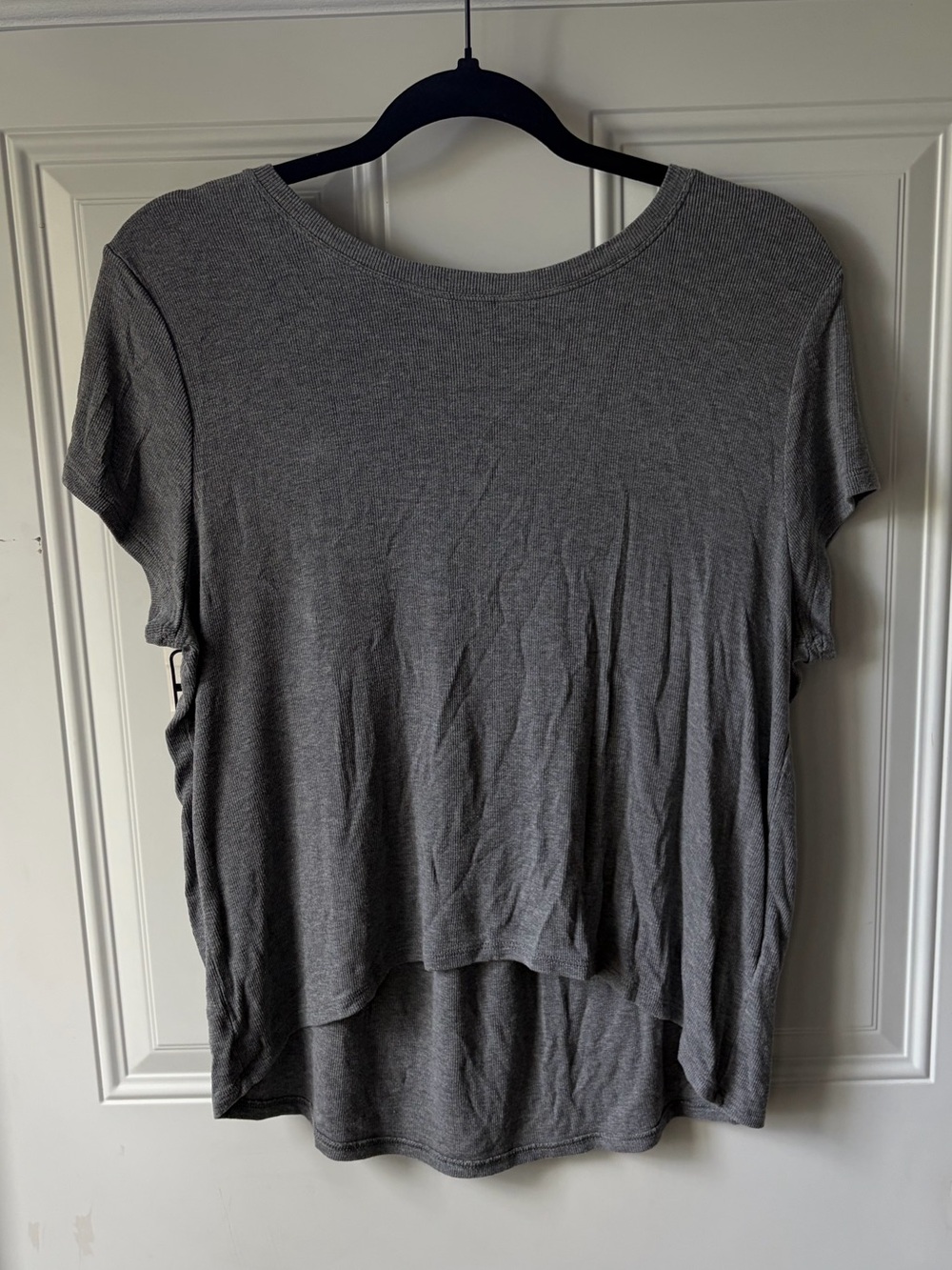 Athleta With Ease Tee Heather Gray Ribbed Modal High-Low 🌿